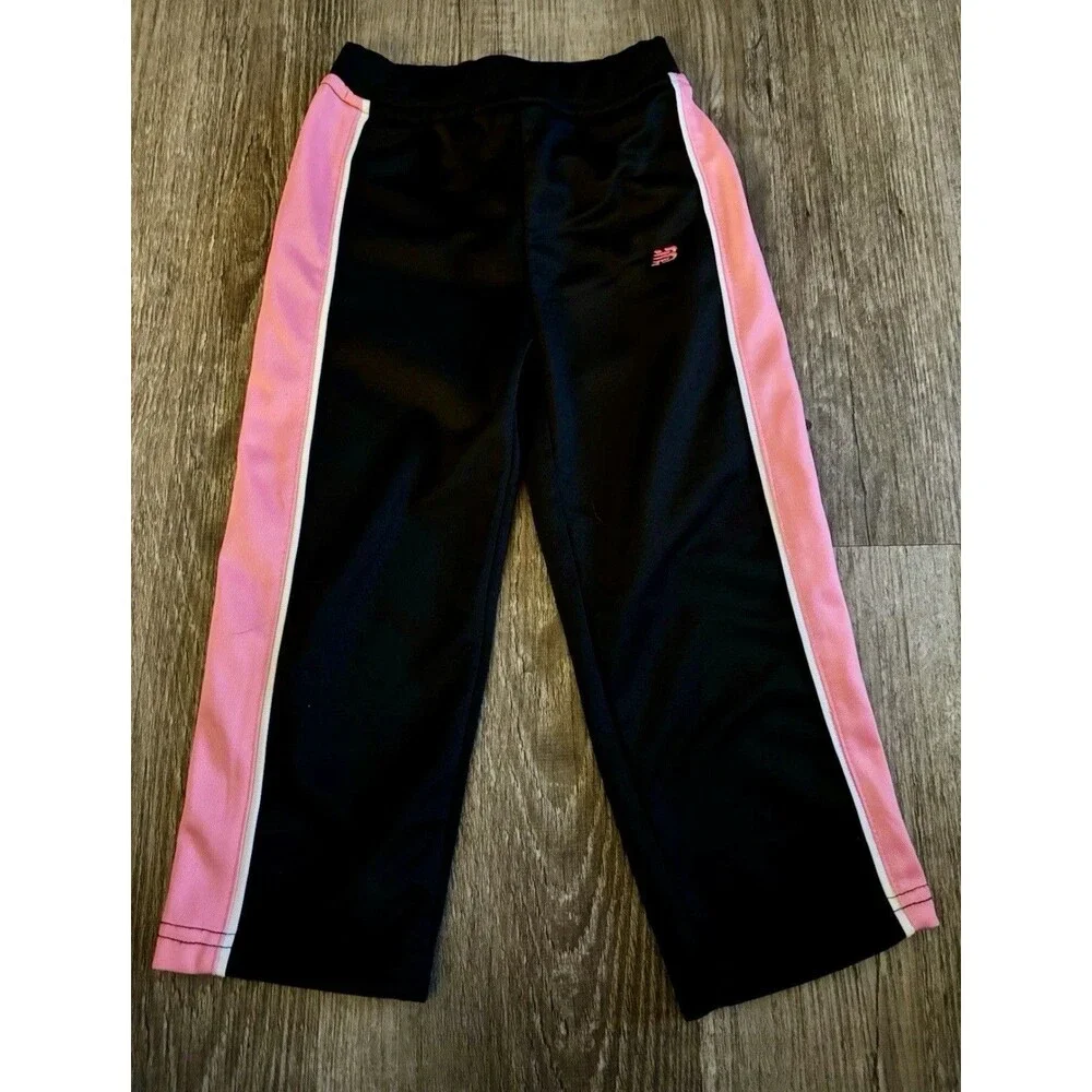 New Balance Pink Black 2-Piece Active Track Jogging Set Toddler Girl Size 2T New